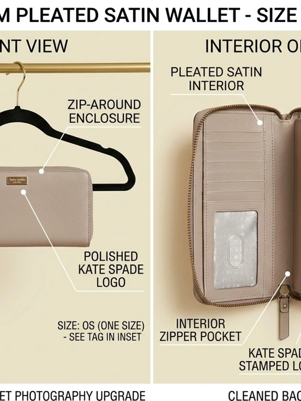 kate spade zip-around wallet in light taupe